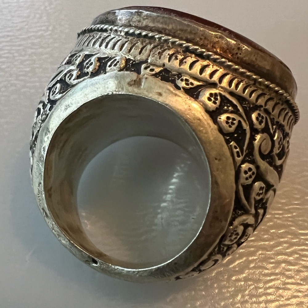 Large men’s Turkish Agate silver ring - Picture 4 of 5